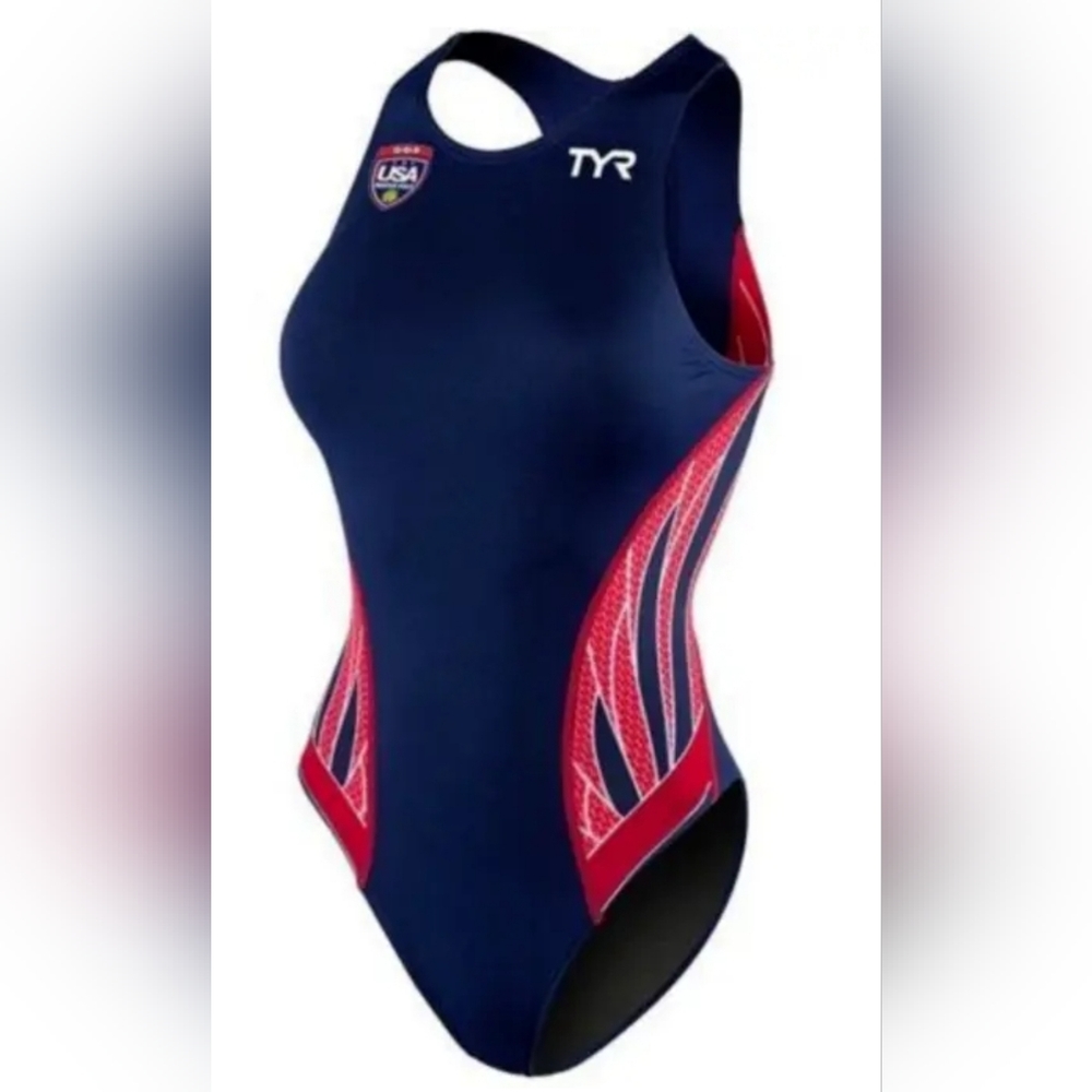 TYR  Womens PHOENIX USA LOGO DESTROYER WATER POLO SUIT. Size 36 NWT